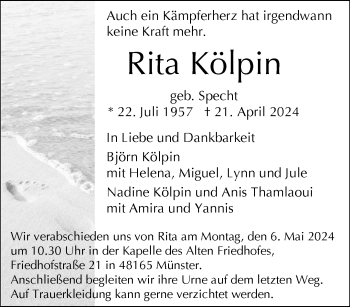 Anzeige von Rita Kölpin 