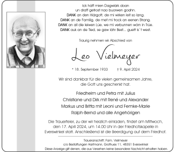 Anzeige von Leo Vielmeyer 