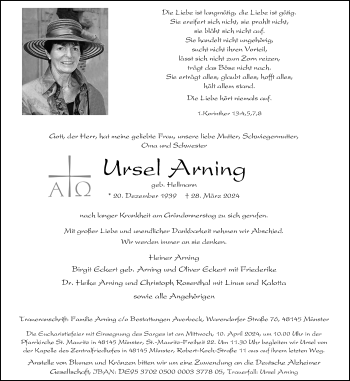 Anzeige von Ursel Arning 
