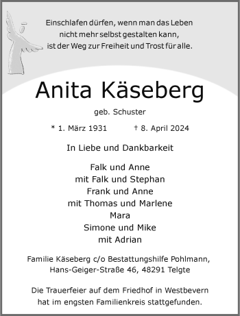 Anzeige von Anita Käseberg 