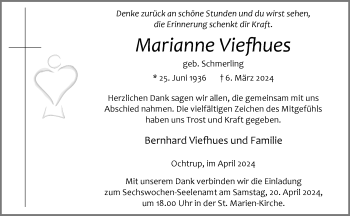 Anzeige von Marianne Viefhues * 