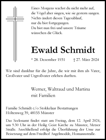Anzeige von Ewald Schmidt 