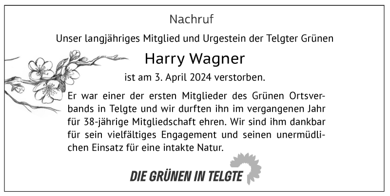  Traueranzeige für Harry Wagner vom 20.04.2024 aus 