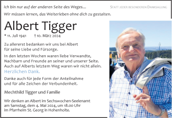 Anzeige von Albert Tigger 