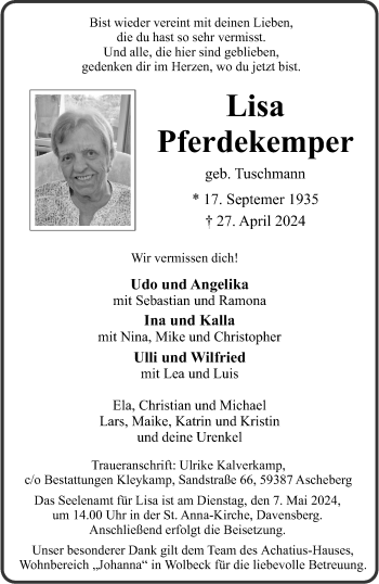 Anzeige von Lisa Pferdekemper 