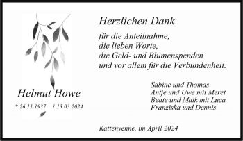 Anzeige von Helmut Howe 