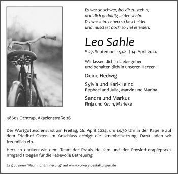 Anzeige von Leo Sahle 