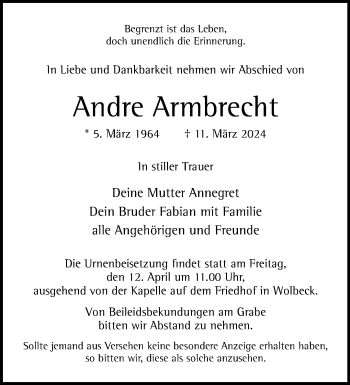 Anzeige von André Armbrecht 