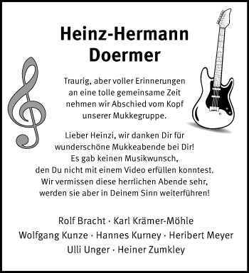 Anzeige von Heinz-Hermann Doermer 