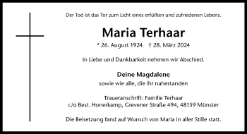 Anzeige von Maria Terhaar 