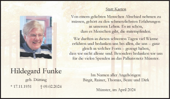 Anzeige von Hildegard Funke 