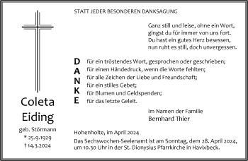 Anzeige von Coleta Eiding 