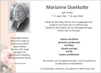 Anzeige von Marianne Doetkotte 
