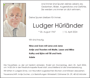 Anzeige von Ludger Hürländer 
