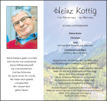 Anzeige von Heinz Kottig 