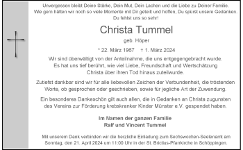 Anzeige von Christa Tummel 