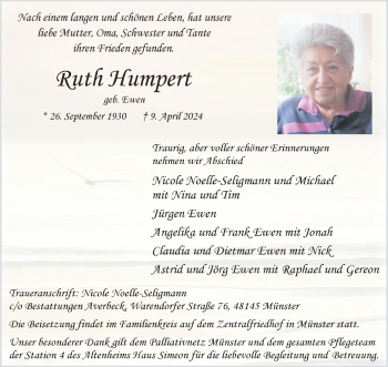 Anzeige von Ruth Humpert 