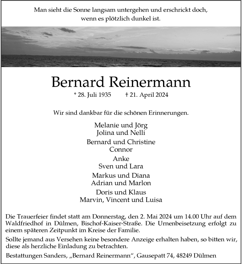  Traueranzeige für   vom 27.04.2024 aus 