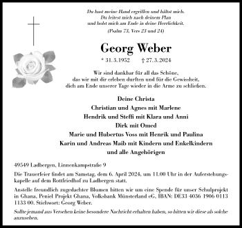 Anzeige von Georg Weber 