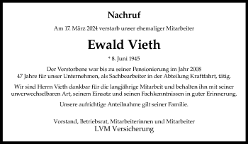 Anzeige von Ewald Vieth 