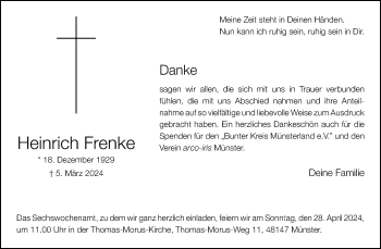 Anzeige von Heinrich Frenke 