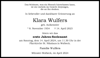 Anzeige von Klara Wulfers 