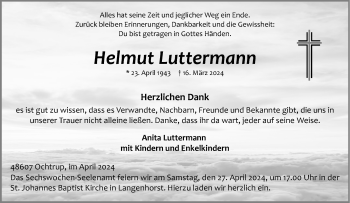 Anzeige von Helmut Luttermann 