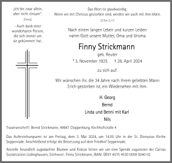 Anzeige von Finny Strickmann 