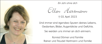 Anzeige von Ellen Hartmann 