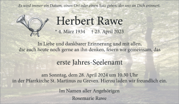 Anzeige von Herbert Rawe 