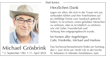 Anzeige von Michael Grösbrink 