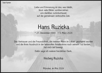 Anzeige von Hans Ruzicka 