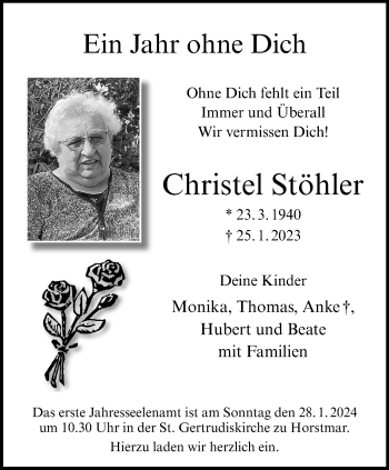 Anzeige von Christel Stöhler 