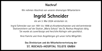 Anzeige von Ingrid Schneider 