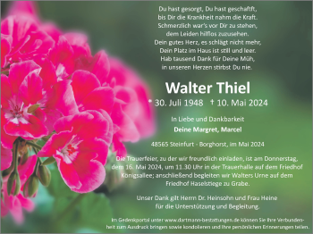 Anzeige von Walter Thiel 