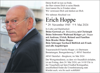 Anzeige von Erich Hoppe 