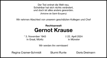 Anzeige von Gernot Krause 