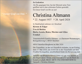 Anzeige von Christina Altmann 