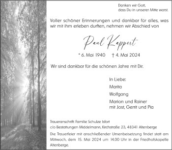 Anzeige von Paul Kappert 
