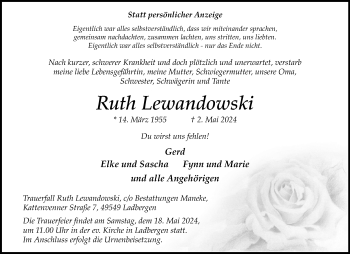 Anzeige von Ruth Lewandowski 
