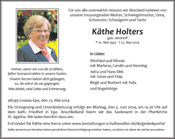 Anzeige von Käthe Holters 