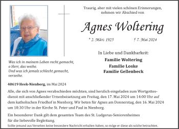 Anzeige von Agnes Woltering 