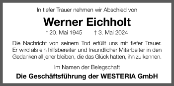 Anzeige von Werner Eichholt 