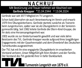 Anzeige von Gerlinde Knepper 