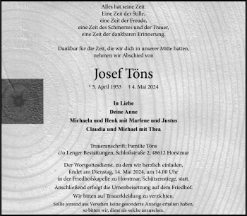 Anzeige von Josef Töns 
