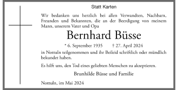 Anzeige von Bernhard Büsse 