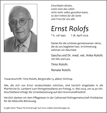 Anzeige von Ernst Rolofs 