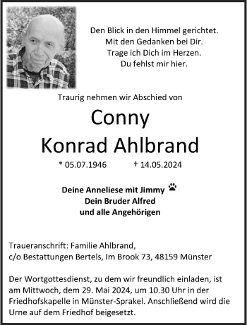 Anzeige von Konrad Ahlbrand 