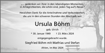 Anzeige von Ursula Böhm 