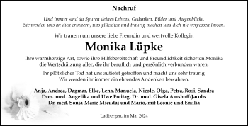 Anzeige von Monika Lüpke 